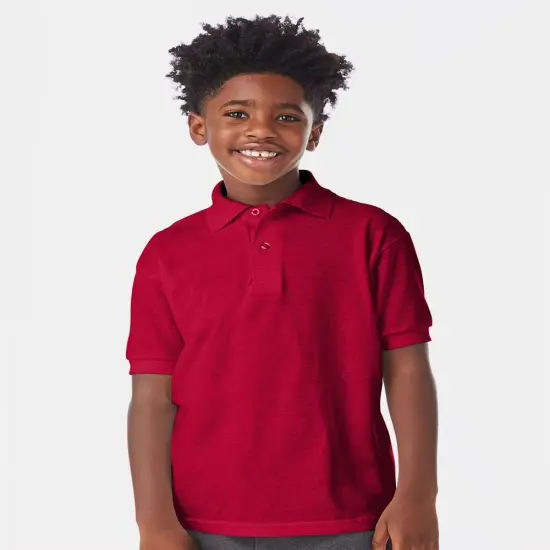 Hanes&reg; Youth Ecosmart Jersey Polo Deep red {1}