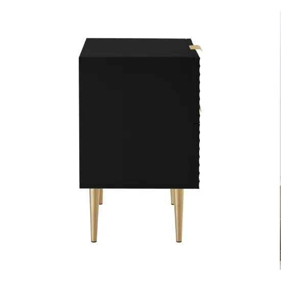 Zeynep Side Table/Nightstand Black/Gold {4}