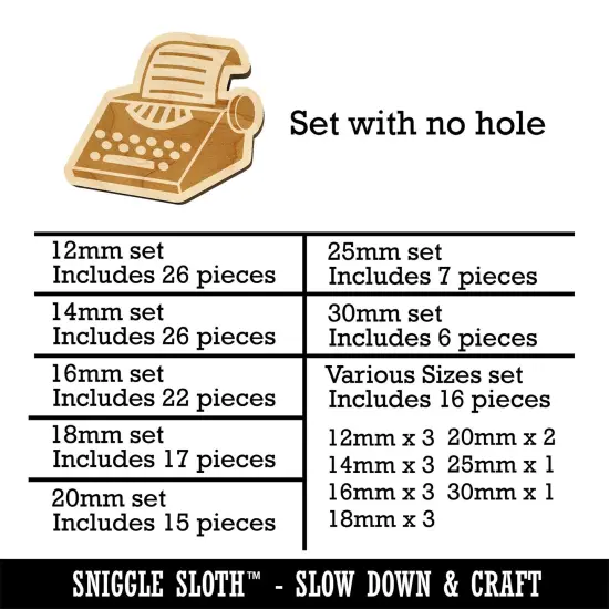 Old Typewriter Icon for Novels Books and Letters Mini Wood Shape Charms Jewelry DIY Craft {1}