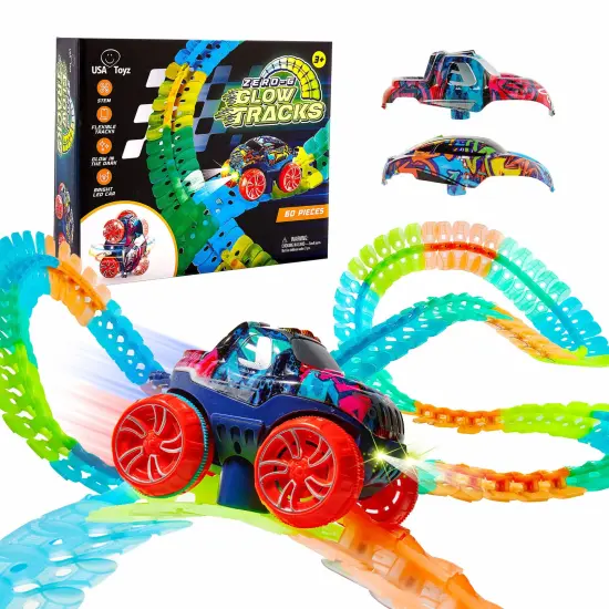 USA Toyz Zero-G Glow Race Track for Kids- 60pcs {1}