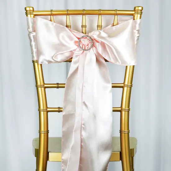 10Pcs Satin Chair Sashes for Wedding Reception Decor Blush {1}