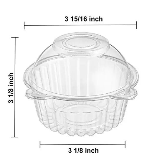 150 Pieces Individual Cupcake Holder, Thick Clear Plastic Dome Single Cupcake Carrier Muffin Container Holders Cases Boxes Cups for Sandwich, Hamburgers, Fruit, Salad, Party Favor Cake {1}