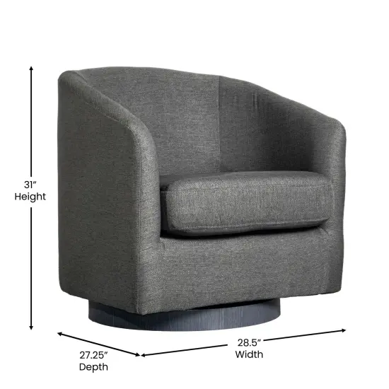 Merrick Lane Caro Upholstered Club Style Barrel Chair with Sloped Armrests and 360 Degree Swivel Base in a Vinyl Wrap Dark Gray {6}
