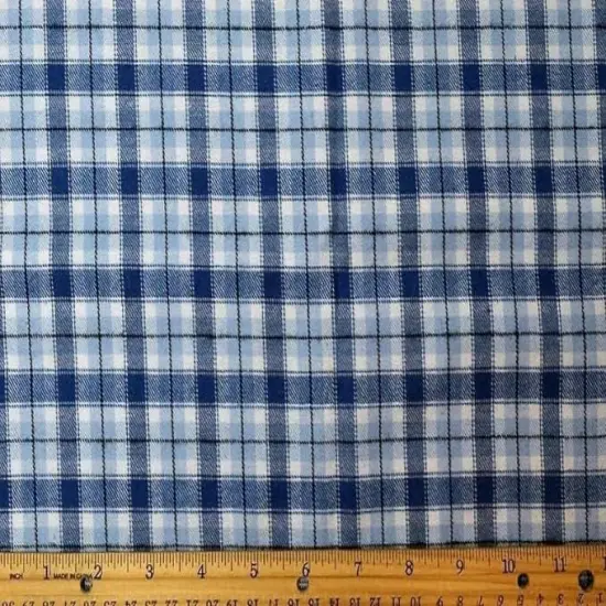 FabricLA 100% Cotton Flannel Fabric - 58/60" Inches (150 CM) - Cotton Tartan Flannel Fabric - Use as Blanket, PJ, Shirt, Cloth Flannel Craft Fabric - Blue Flannel Plaid, 2 Continuous Yard {4}