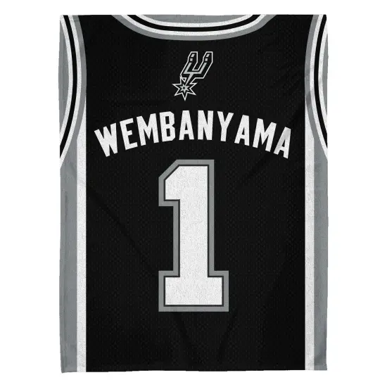 Sleep Squad San Antonio Spurs Victor Wembanyama 60” x 80” Raschel Plush Jersey Basketball Blanket {3}