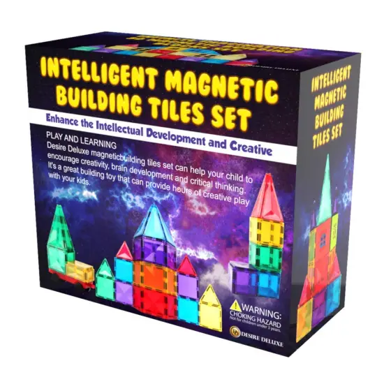 Magnetic Tiles Blocks Building Set for Kids &ndash; Learning Educational Toys for Boys Girls for Age 3-8 Year-Old &ndash; Birthday Present Gift (57PC) {4}