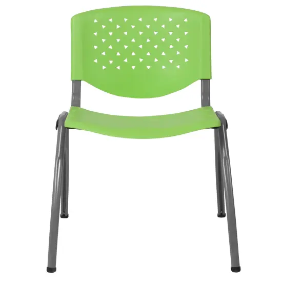 Emma and Oliver Home and Office Plastic Stack Chair with Perforated Back - Guest Chair Green {3}