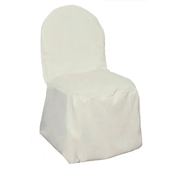 Set of 12 Polyester Banquet Chair Covers for Wedding Decor Ivory {1}