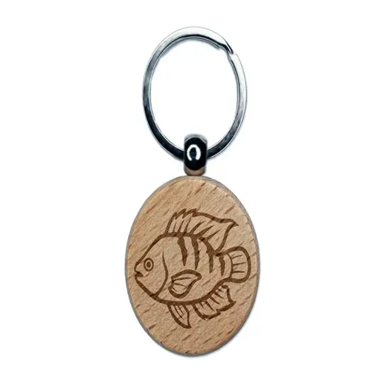 Tilapia Fish Fishing Engraved Wood Round Keychain Tag Charm {1}