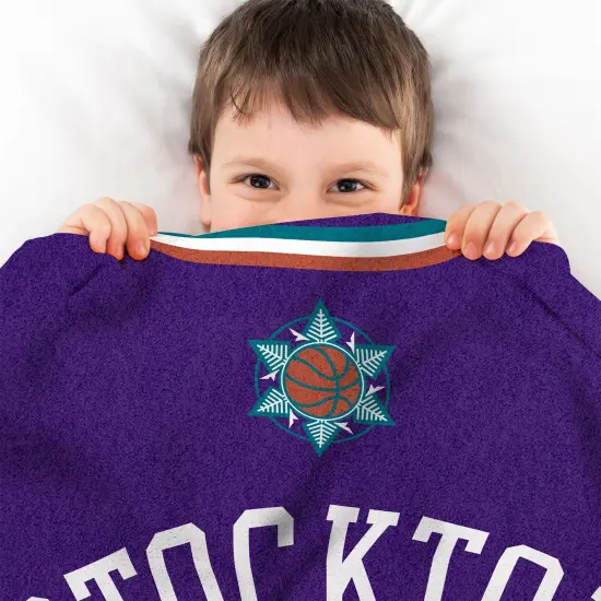 Sleep Squad Utah Jazz John Stockton 60&rdquo; x 80&rdquo; Raschel Plush Jersey Basketball Blanket {4}
