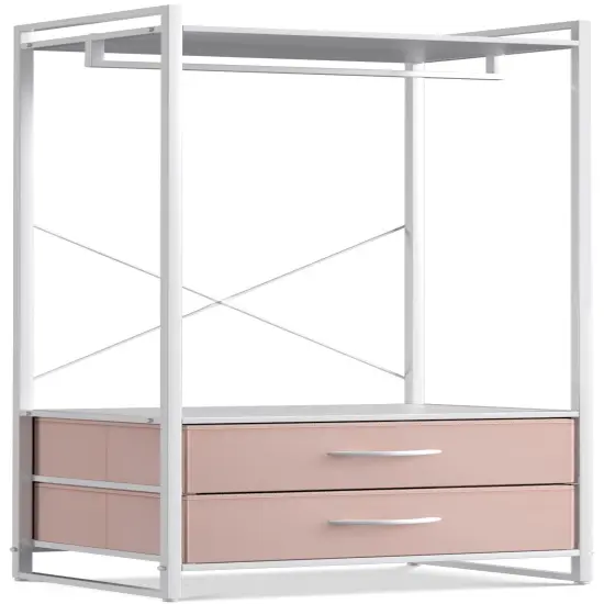 Sorbus Clothing Rack with Drawers - Clothes Stand Dresser - Wood Top, Steel Frame, & Fabric Drawers - Tall Closet Storage Organizer - Garment Rack for Hanging Shirts, Dresses, & Jackets Pink {1}