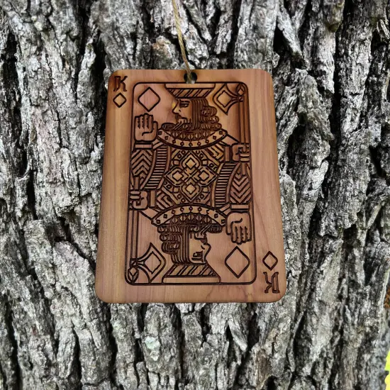 King of Diamonds Card - Cedar Ornament {3}