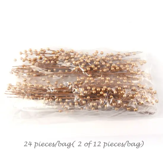 24" Gold Holly Berry Stems - Set of 24, 35 Realistic Berries, Perfect Christmas Floral Picks for Wreaths, Trees & Garlands - Holiday Décor Accent - 2024 Christmas Collection, Floral Home by Artificial Flowers {2}