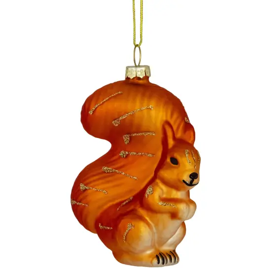 Northlight Squirrel Hanging Glass Christmas Ornament - 4" Orange {4}