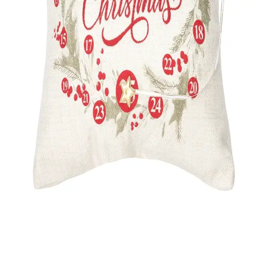 "Merry Christmas" Wreath Mini Advent Calendar Accent Pillow 13.5" x 13.5" {5}