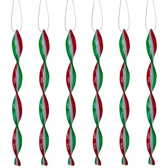 Northlight 6ct White, Red and Green Candy Swirl Christmas Ornaments 8" {1}