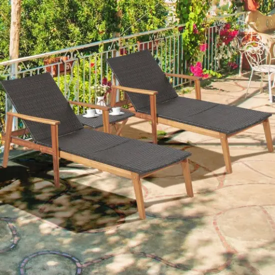 2 Pieces Patio Chaise Lounge and Table Set with 4-Level Adjustable Backrest {2}