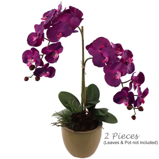 Set of 2: Artificial Phalaenopsis Orchid Stem with 9 Realistic Silk Blooms | 33.5-Inch | Purple | Faux Orchids | Floral Stems | Parties & Events | Weddings | Home & Office Decor {4}