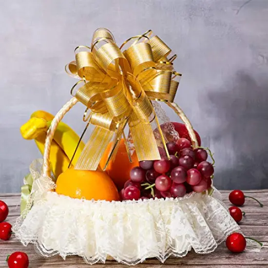 WILLBOND 20 Pieces Pull Bow Gift Wrapping Pull Bow Ribbon Pull Bows for Christmas Wedding Baskets Valentine's Day Bows Multicolor Ribbon Bow for Gift Wrapping (Gold, 6 Inch) {4}