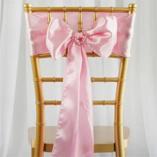10Pcs Satin Chair Sashes for Wedding Reception Decor Pink {1}