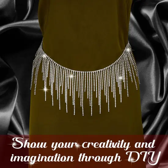 1 Yard,Rhinestone Fringe Rhinestone Trim Rhinestone Fringe Belt Rhinestone Fringe Trim Beaded Fringe Trim Rhinestone Ribbon Tassel Chain for Jeans Clothing Accessories DIY Decoration (Silver) {5}