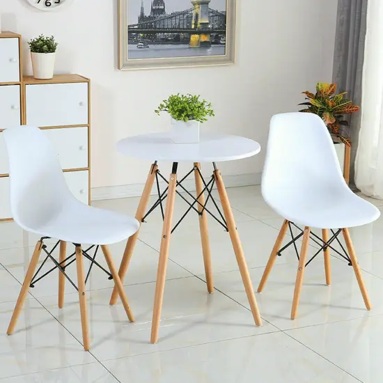 Set of 2 Mid Century Modern DSW Dining Side Chair White {2}