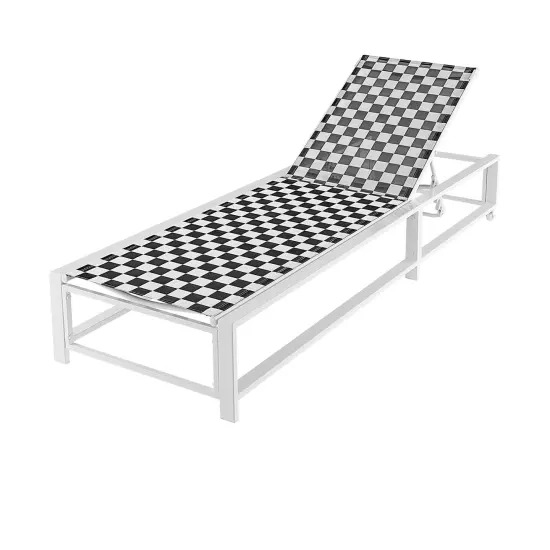 Outdoor Adjustable Patio Chaise Lounge Chair with Wheels and Sturdy Metal Frame {3}