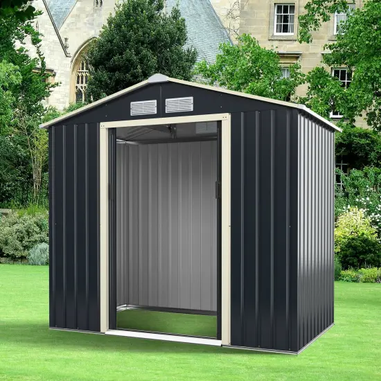 7 Feet X 4 Feet Metal Storage Shed with Sliding Double Lockable Doors {6}