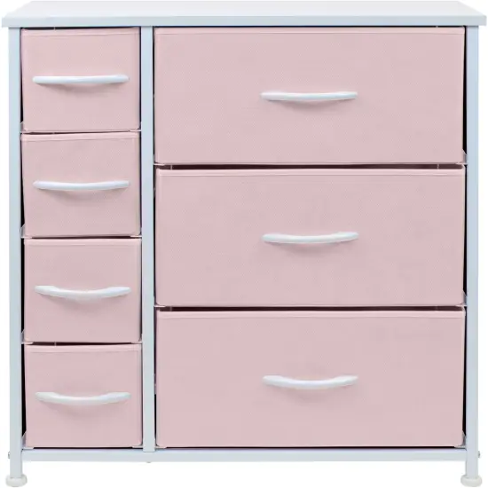 Sorbus Dresser with Drawers - Furniture Storage Tower Unit for Bedroom, Hallway, Closet, Office Organization - Steel Frame, Wood Top, Easy Pull Fabric Bins Pink {4}