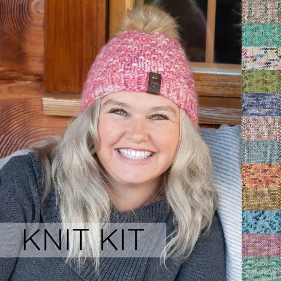DIY Winter Hat Knit Kit. Includes Bulky Superfine Merino Wool Yarn, Printed Pattern, Pom-Pom, Rim Tag. Soft, Cozy, Great for Gifts Devotion {3}