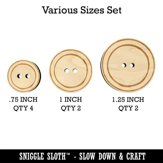 Hand Drawn Button Two Holes Sew Sewing Wood Buttons for Sewing Knitting Crochet DIY Craft {1}