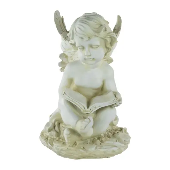 Northlight 11.5" Cherub Angel with Book Outdoor Garden Statue Ivory {1}
