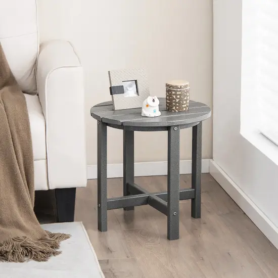 18 Inch Round Weather-Resistant Adirondack Side Table Grey {2}