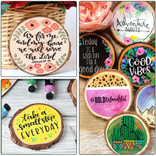 chfine Natural Wood Slices for Crafts 42 Pcs 2.4-2.8 Inches Natural Wood Unfinished Rounds with Pre-drilled Hole and 33 Feet Twine String Christmas DIY Crafts Ornaments Party Wedding Decoration {2}