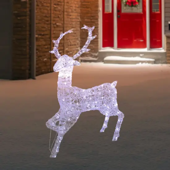 Northlight Commercial Grade Acrylic Reindeer Outdoor Christmas Decoration - 46.5" -Pure White LED Clear {3}