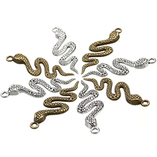 20 Pieces Alloy Snake Charms Mixed Smooth Metal Charms Pendants Accessory, DIY for Jewelry Making and Crafting(Silver) {2}