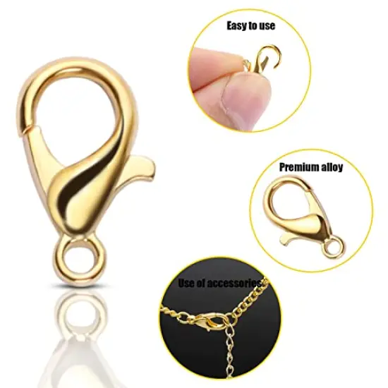 300 pcs Lobster Clasps and Open Jump Rings Set, Jewelry Clasps Lobster Claw Clasps for Jewelry Making Findings&Bracelets Stocking Stuffers Christmas Gifts(Gold, Silver) {3}