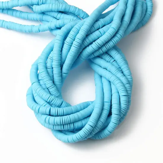 Kitcheniva 6mm Heishi Beads Clay Disc Flat Vinyl DIY Jewelry 10 Strands Light blue {1}