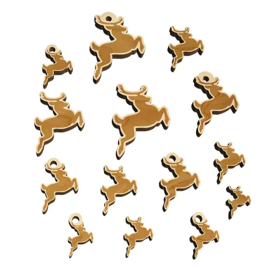 Flying Reindeer Silhouette Mini Wood Shape Charms Jewelry DIY Craft {2}