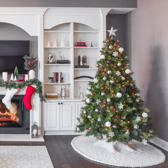 Cozy Chunky Knit Christmas Tree Skirt - Ivory, 60" {3}