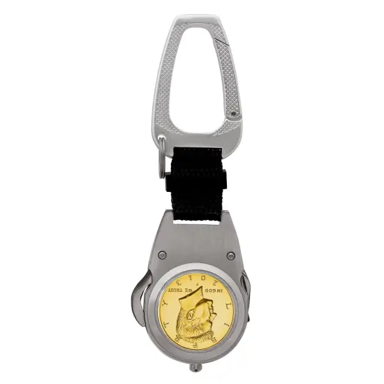 Gold Layered JFK Half Dollar Coin Multi-Tool Pocket Watch Compass {3}