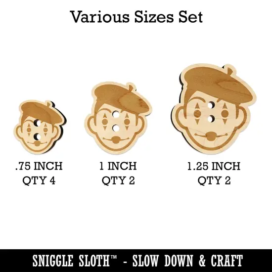 French Mime with Beret Wood Buttons for Sewing Knitting Crochet DIY Craft {1}