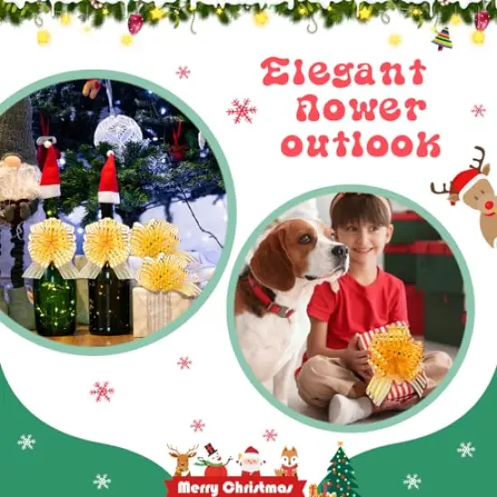 12 Pieces Pull Bow Large Organza Gift Wrapping Pull Bows with Ribbon for Christmas Presents Wedding Gift Wrapping Baskets (Gold,6 inch) {2}