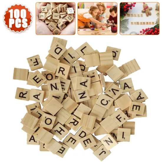 Wooden Scrabble Tiles for Crafts and Game Letter Replacement Wood color 100pcs {1}