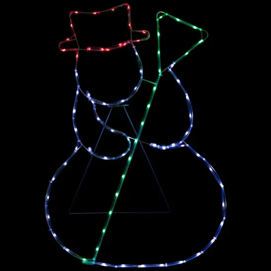 Northlight 28" Lighted Standing Snowman Silhouette Outdoor Christmas Decoration White {1}