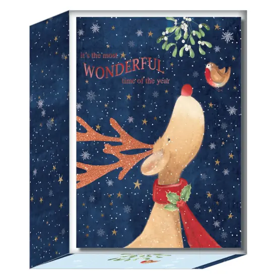 Reindeer and Robin II - 30 Boxed Christmas Cards {2}