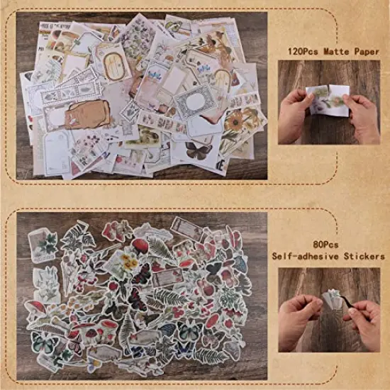 200 Pieces Vintage Scrapbook Stickers, Aesthetic Junk Journal Stamping Supplies Kit, Scrapbooking Ephemera Washi Paper for Bullet Journaling Planners Diary Collage {4}