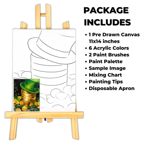 "Coin Luck" DIY Canvas Art Kit, Adult Beginner, Acrylic Paint Size 11x14 inch {2}