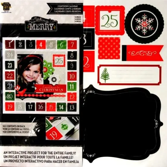 Little Yellow Bicycle 12 x 12 Christmas Countdown Calendar Page Kit {1}