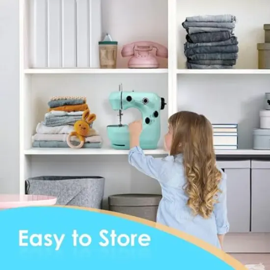 Sewing Machine Portable, 2-Speed Mini Sewing Machine for Beginners, Safe Sewing Kit & Easy to Use Small Sewing Machine with Extension Table, Light, Foot Pedal, Best Gift for Kids Women and Household {4}